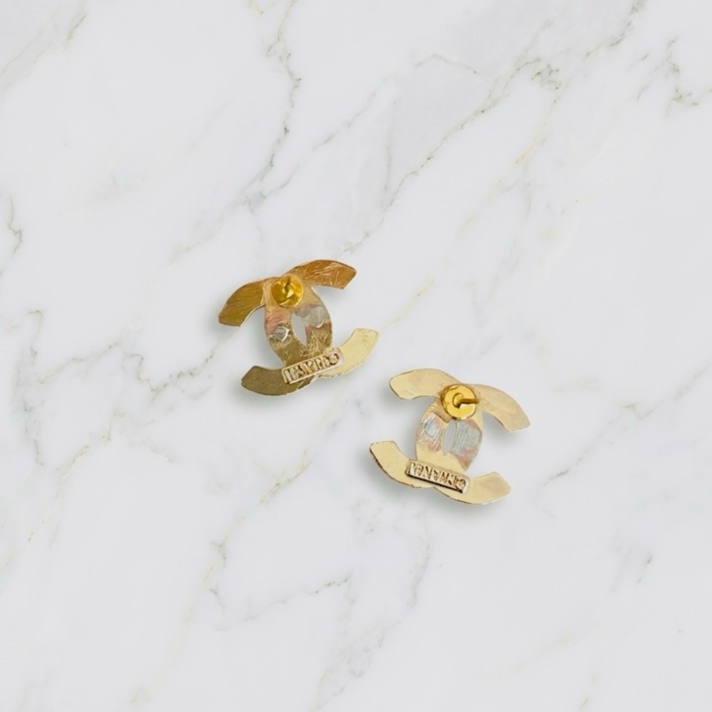 Luxury Gold Signature Logo Upcycled Button Earrings 18mm - Picture 2 of 2